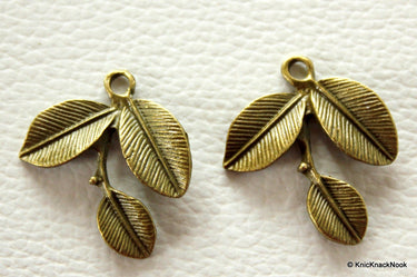 Three Leaf Bronze Charms